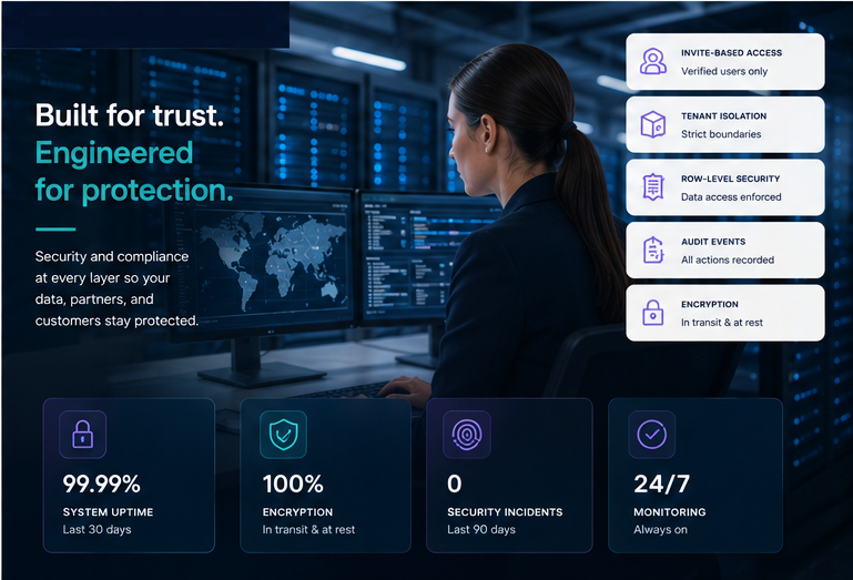 Carrier partner team in a modern enterprise office
